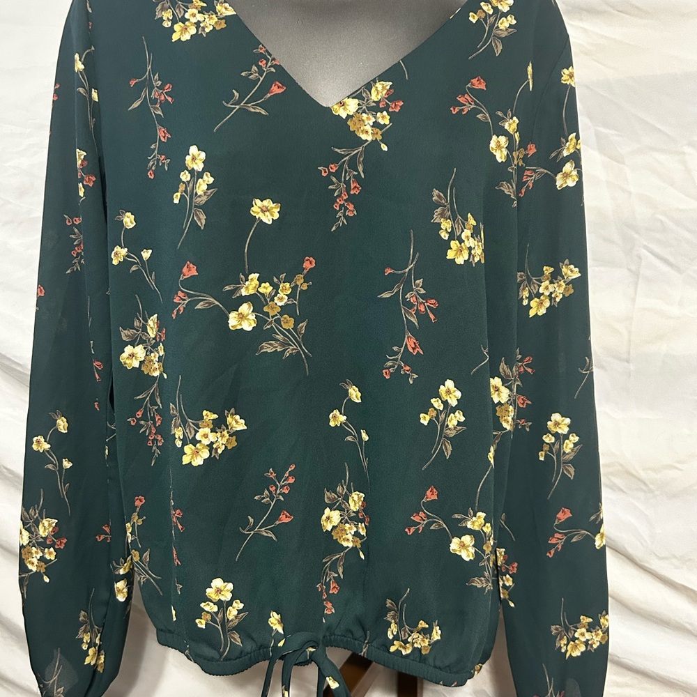 West Kei Dark Green Floral Blouse